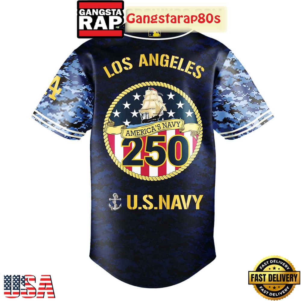 Los Angeles Dodgers Celebration Happy Birthday US Navy 250 Years 2025 Special Baseball Jersey Los Angeles Dodgers Celebration Happy Birthday US Navy 250 Years 2025 Special Baseball Jersey