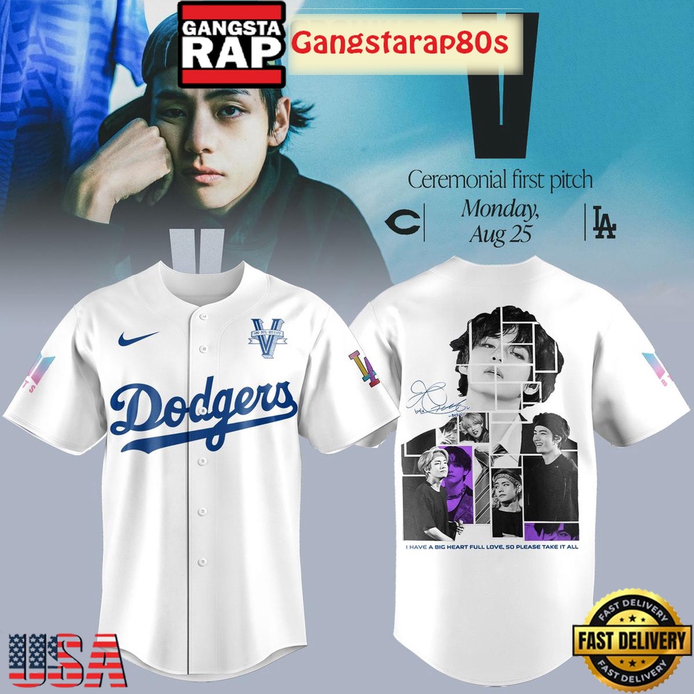 Los Angeles Dodgers Collab V BTS 2025 Special Baseball Jersey Los Angeles Dodgers Collab V BTS 2025 Special Baseball Jersey
