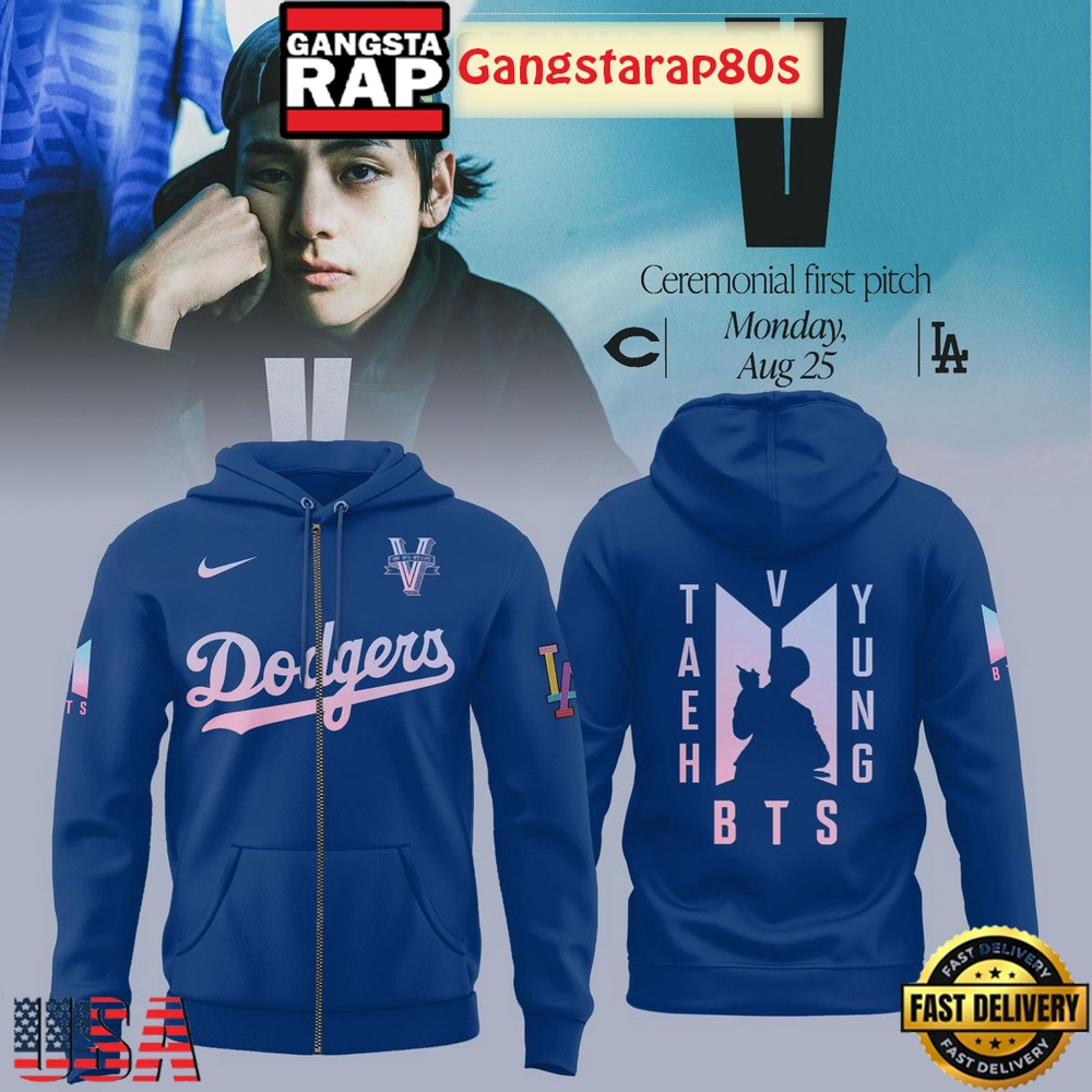 Los Angeles Dodgers Collab V BTS 2025 Unisex Hoodie Los Angeles Dodgers Collab V BTS 2025 Unisex Hoodie