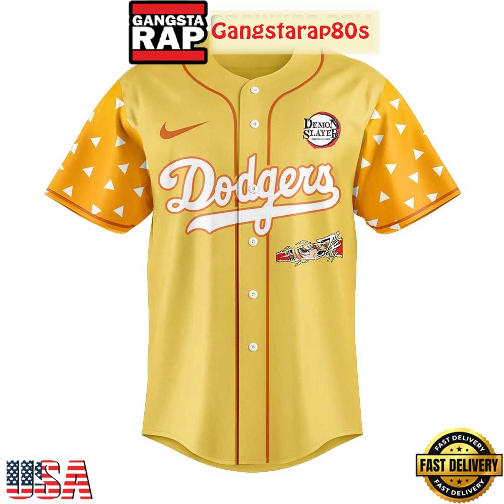 Los Angeles Dodgers x Agatsuma Zenitsu Demon Slayer Infinity Catsle 2025 Special Baseball Jersey Los Angeles Dodgers x Agatsuma Zenitsu Demon Slayer Infinity Catsle 2025 Special Baseball Jersey
