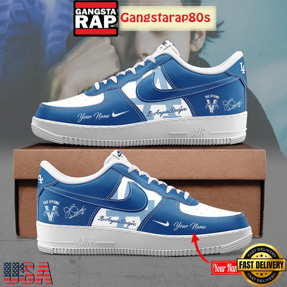 Los Angeles Dodgers x V BTS Custom Air Force 1 Shoes Sneakers Los Angeles Dodgers x V BTS Custom Air Force 1 Shoes Sneakers