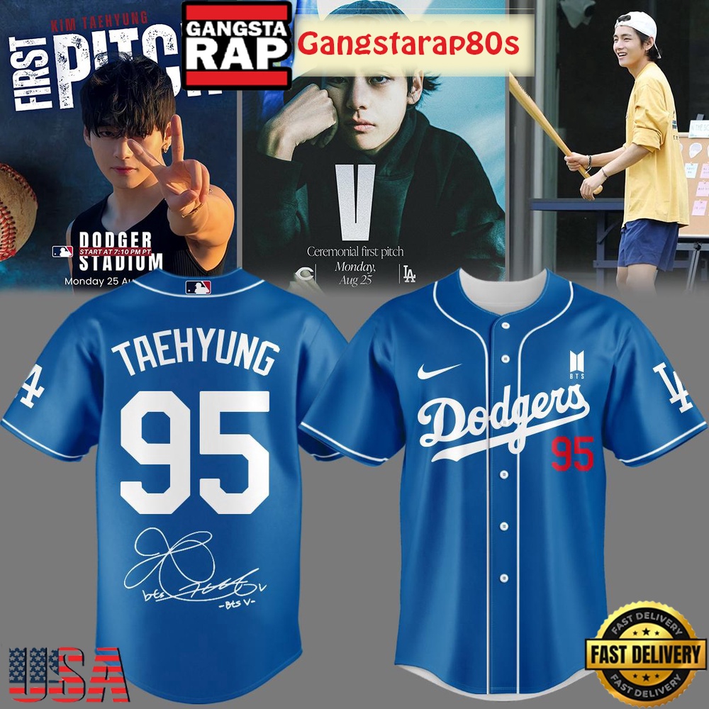 Los Angeles Dodgers x V Taehyung 95 Special Baseball Jersey Los Angeles Dodgers x V Taehyung 95 Special Baseball Jersey
