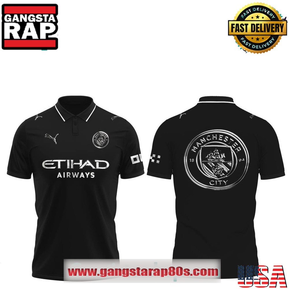 Manchester City Origin Story 2526 Away Kits Black Polo Shirt