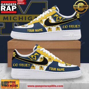 Michigan Wolverines Go Blue Custom Custom Air Force 1 Sneakers Shoes