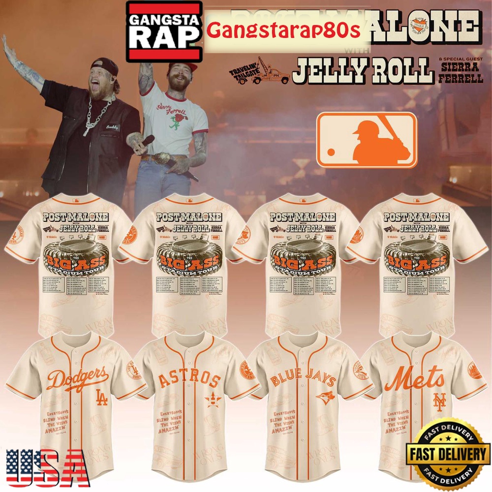 MLB All Team x Post Malone The Big Ass World Tour 2025 Special BaseballJersey MLB All Team x Post Malone The Big Ass World Tour 2025 Special BaseballJersey