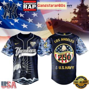 New York Yankees Celebration Happy Birthday US Navy 250 Years 2025 Special Baseball Jersey