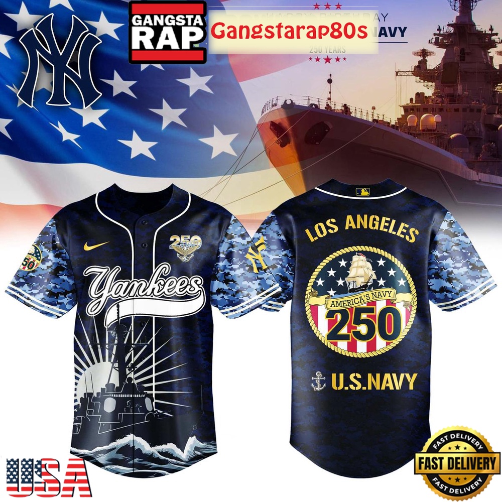 New York Yankees Celebration Happy Birthday US Navy 250 Years 2025 Special Baseball Jersey New York Yankees Celebration Happy Birthday US Navy 250 Years 2025 Special Baseball Jersey