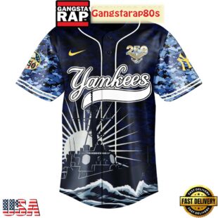 New York Yankees Celebration Happy Birthday US Navy 250 Years 2025 Special Baseball Jersey
