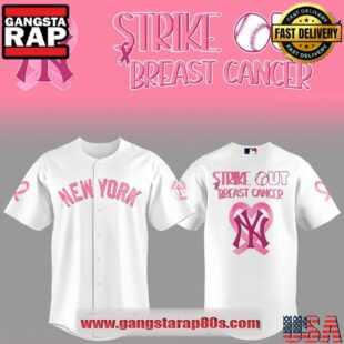 New York Yankees Strike Out Cancer Special Baseball Jersey Shirt