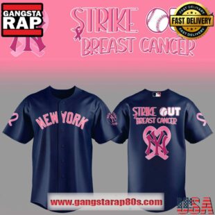 New York Yankees Strike Out Cancer Special Baseball Jersey Shirt