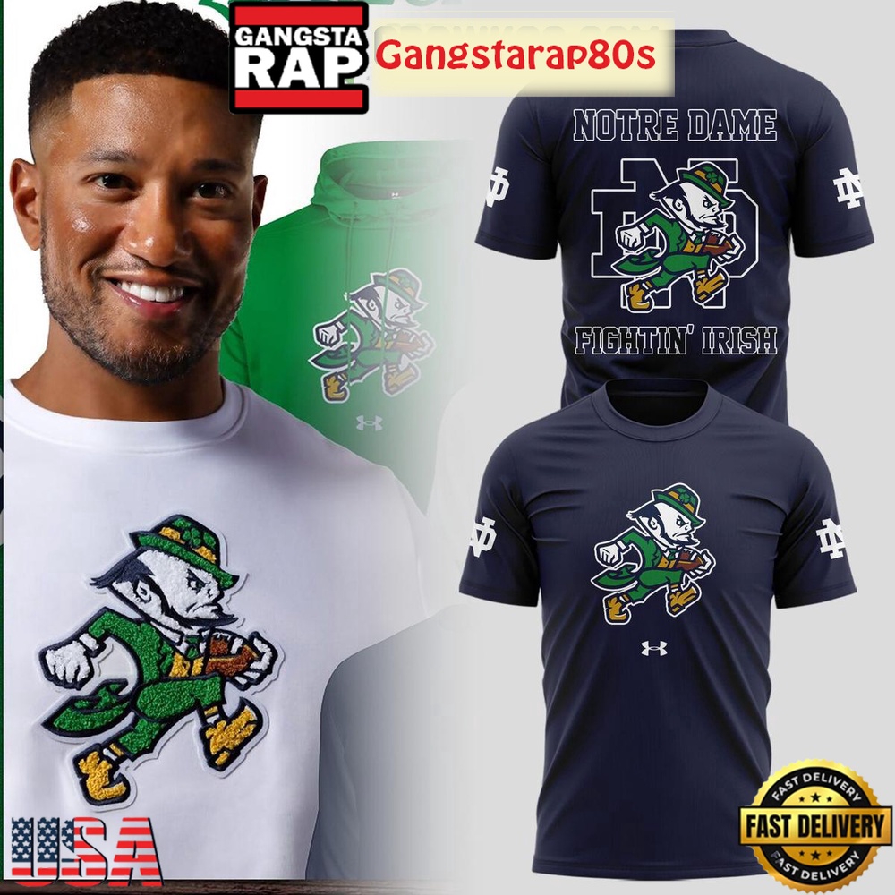 Notre Dame Fighting Irish Leprechaun New Logo Navy Unisex Hoodie Notre Dame Fighting Irish Leprechaun New Logo Navy Unisex Hoodie