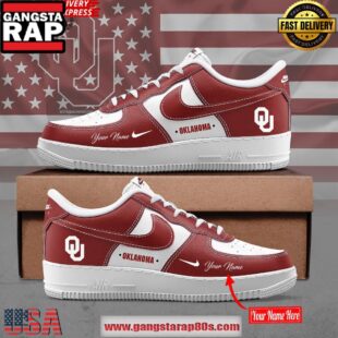 Oklahoma Sooners Custom Air Force 1 Running Sneakers Shoes