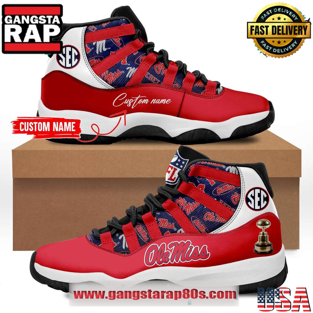 Ole Miss Rebels Custom Name Air Jordan 11 Sneakers Shoes Ole Miss Rebels Custom Name Air Jordan 11 Sneakers Shoes