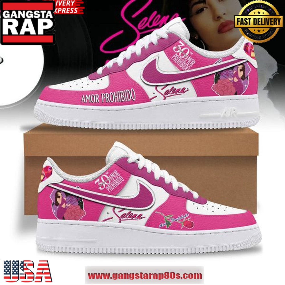 Selena 30th Anniversary Amor Prohibido Air Force 1 Sneakers Shoes Selena 30th Anniversary Amor Prohibido Air Force 1 Sneakers Shoes