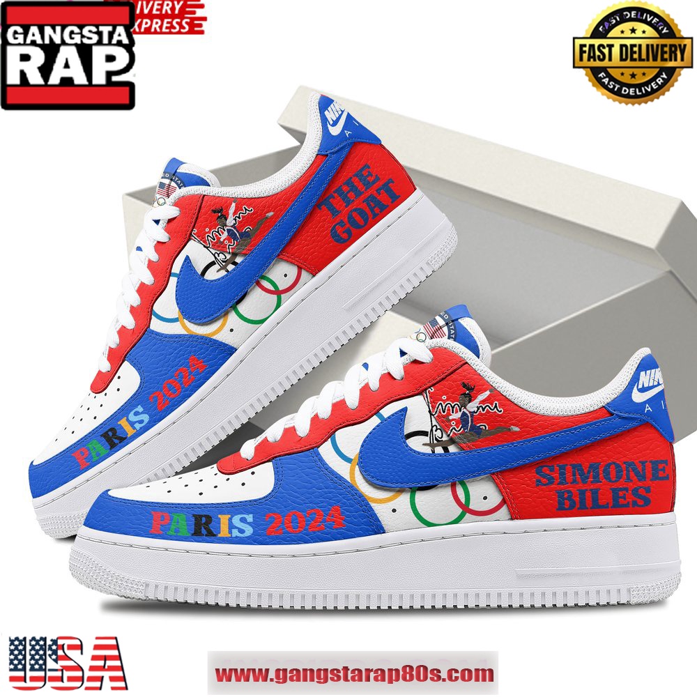 Simone Biles Goat Olympic Paris Nike Air Force 1 Sneakers Shoes Simone Biles Goat Olympic Paris Nike Air Force 1 Sneakers Shoes