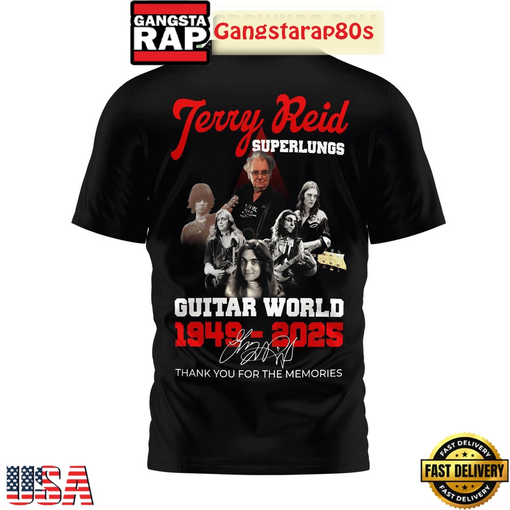 Terry Reid Superlungs Guitar World 1949 2025 Memories T Shirt Terry Reid Superlungs Guitar World 1949 2025 Memories T Shirt