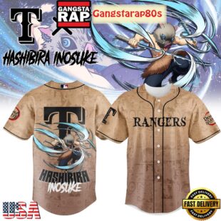 Texas Rangers Hashibira Inosuke Demon Slayer 2025 Limited Edition Baseball Jersey