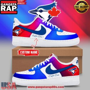 Toronto Blue Jays Gradient Color Air Force 1 Running Sneakers Shoes