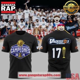 Vaqueros de Bayamon Champions Baloncesto Superior Nacional 2025 Black T Shirt