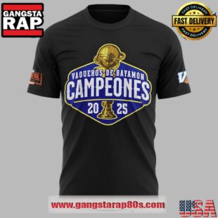 Vaqueros de Bayamon Champions Baloncesto Superior Nacional 2025 Black T Shirt