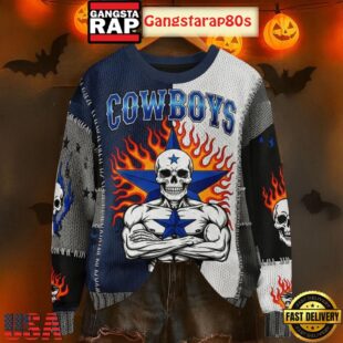 Dalls Cowboys Sleketon Halloween Ugly Xmas Sweater
