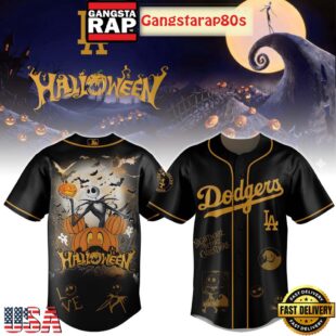 Los Angeles Dodgers The Nightmare Before Christmas Jack Skellington Halloween Baseball Jersey Shirt