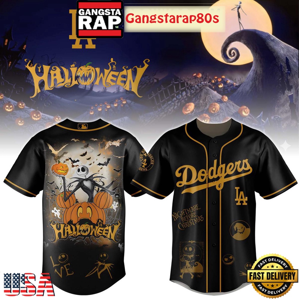Los Angeles Dodgers The Nightmare Before Christmas Jack Skellington Halloween Baseball Jersey Shirt Los Angeles Dodgers The Nightmare Before Christmas Jack Skellington Halloween Baseball Jersey Shirt