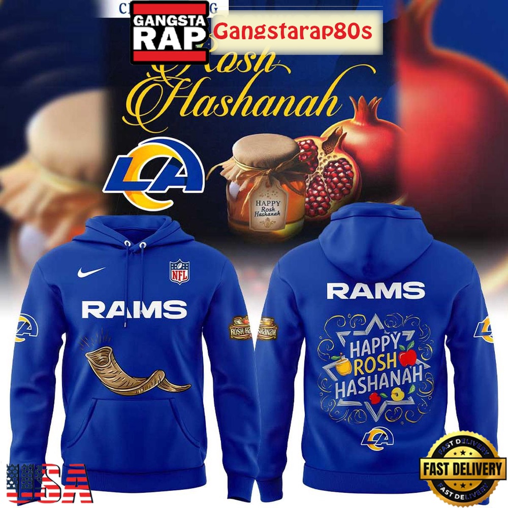 Los Angeles Rams Happy Rosh Hashanah All Over Print Hoodie Los Angeles Rams Happy Rosh Hashanah All Over Print Hoodie
