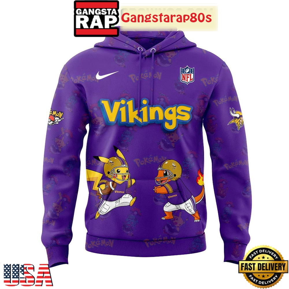 Minnesota Vikings x Pokemon Go 2025 Unisex 3D Hoodie Minnesota Vikings x Pokemon Go 2025 Unisex 3D Hoodie