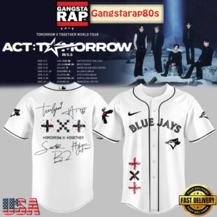 MLB All Team x TXT Tomorrow X Together Tour 2025 White Baseball Jersey Shirt