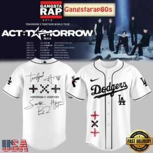 MLB All Team x TXT Tomorrow X Together Tour 2025 White Baseball Jersey Shirt