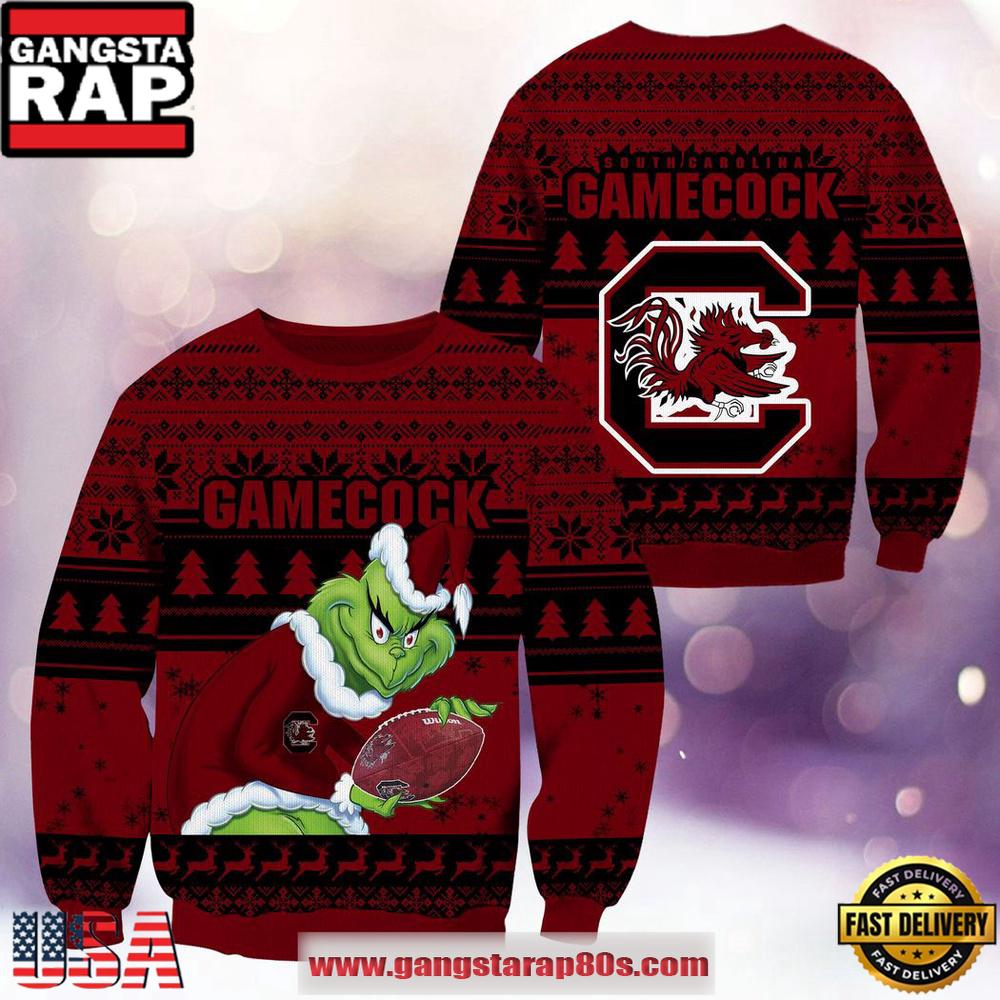 NCAA South Carolina Gamecocks x Grinch New Design Ugly Xmas Sweater NCAA South Carolina Gamecocks x Grinch New Design Ugly Xmas Sweater