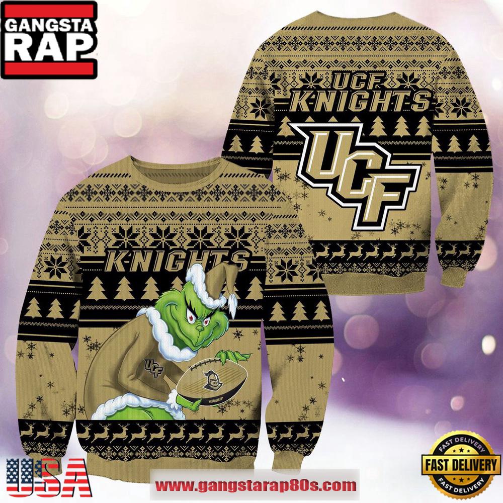 NCAA UCF Knights x Grinch New Design Ugly Xmas Sweater NCAA UCF Knights x Grinch New Design Ugly Xmas Sweater
