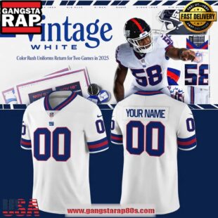 New York Giants Vintage White Nike 2025 Custom Football Jersey