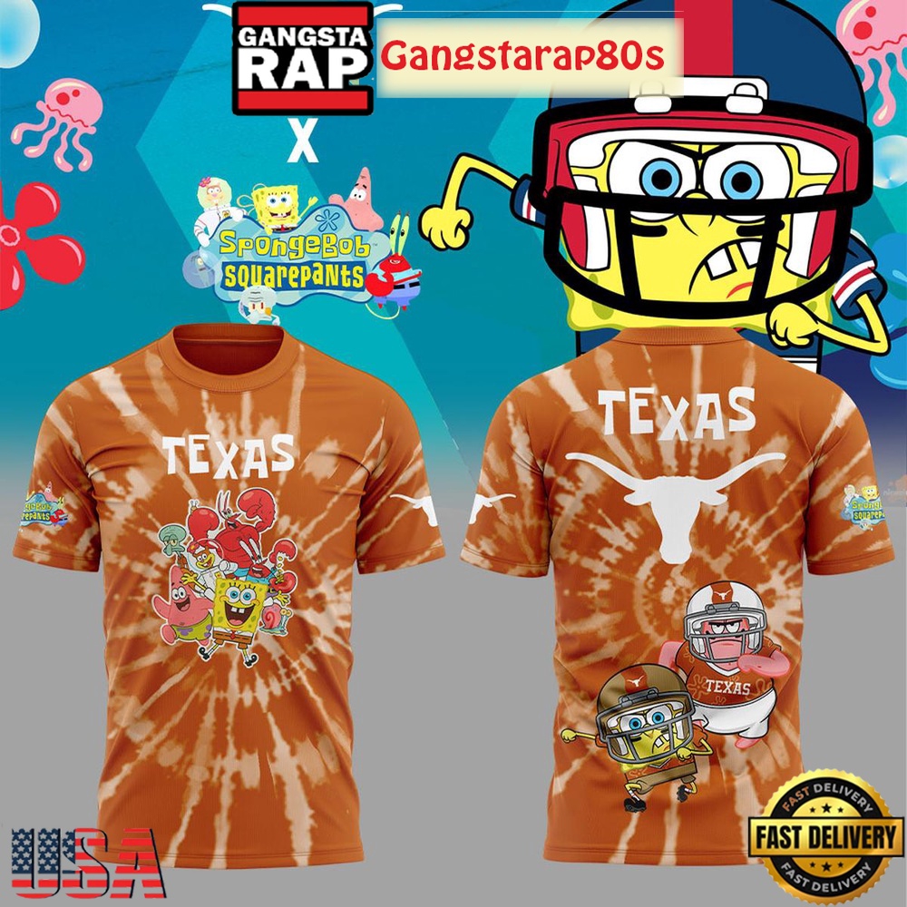 Texas Longhorns SpongeBob SquarePants All Over Print Hoodie Texas Longhorns SpongeBob SquarePants All Over Print Hoodie