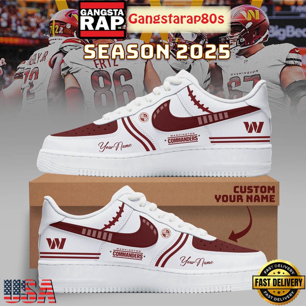 Washington Commanders Football New Season 2025 Custom Name Air Force 1 Sneakers Shoes Washington Commanders Football New Season 2025 Custom Name Air Force 1 Sneakers Shoes