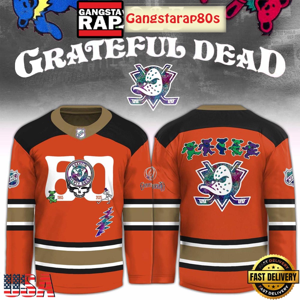 Anaheim Ducks x Grateful Dead 60 Years Special Edition Hockey Jersey Anaheim Ducks x Grateful Dead 60 Years Special Edition Hockey Jersey