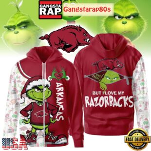 Arkansas Razorbacks NCAA Funny Grinch Football Unisex Zip Hoodie