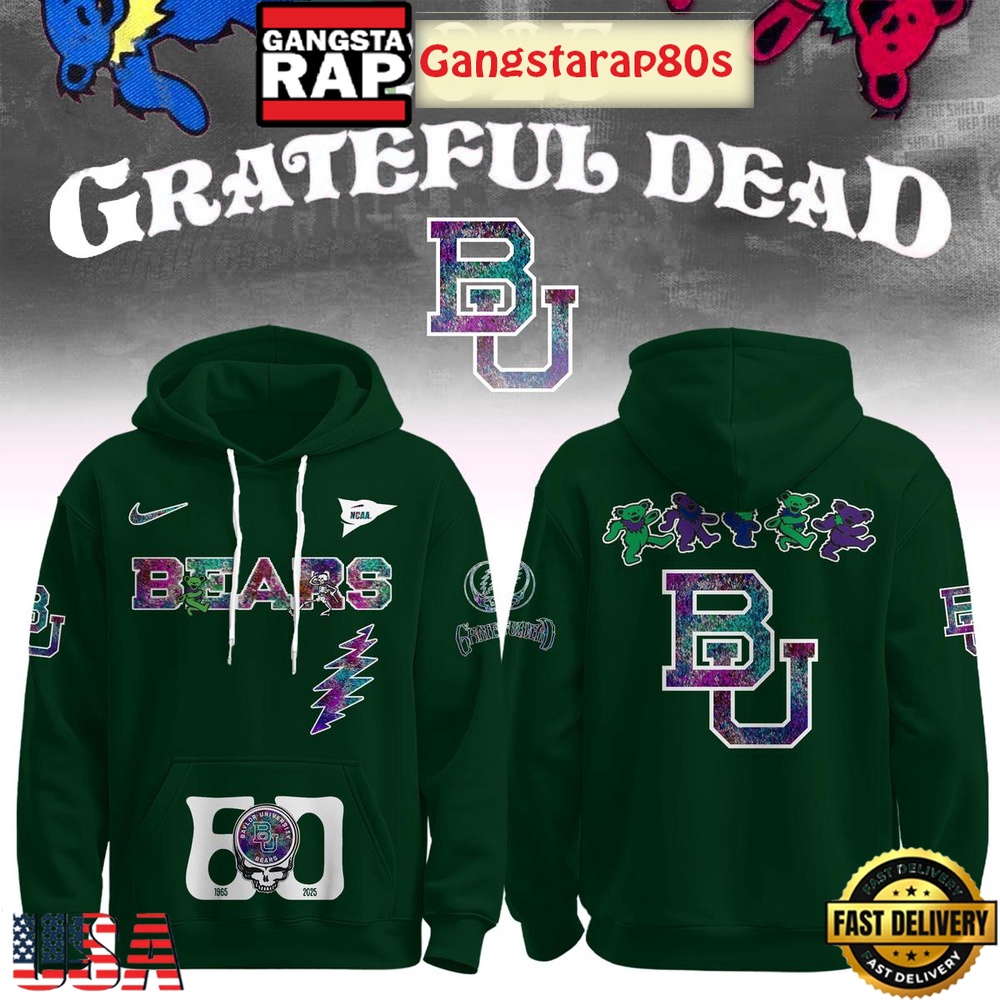 Baylor Bears x Grateful Dead 60 Years Unisex Hoodie Baylor Bears x Grateful Dead 60 Years Unisex Hoodie