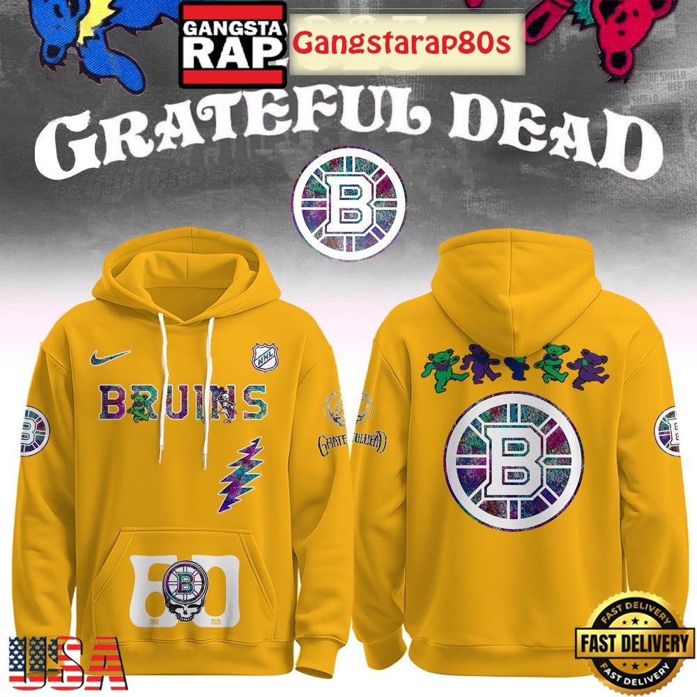 Boston Bruins Grateful Dead 60 Years Special Edition All Over Print Hoodie Boston Bruins Grateful Dead 60 Years Special Edition All Over Print Hoodie