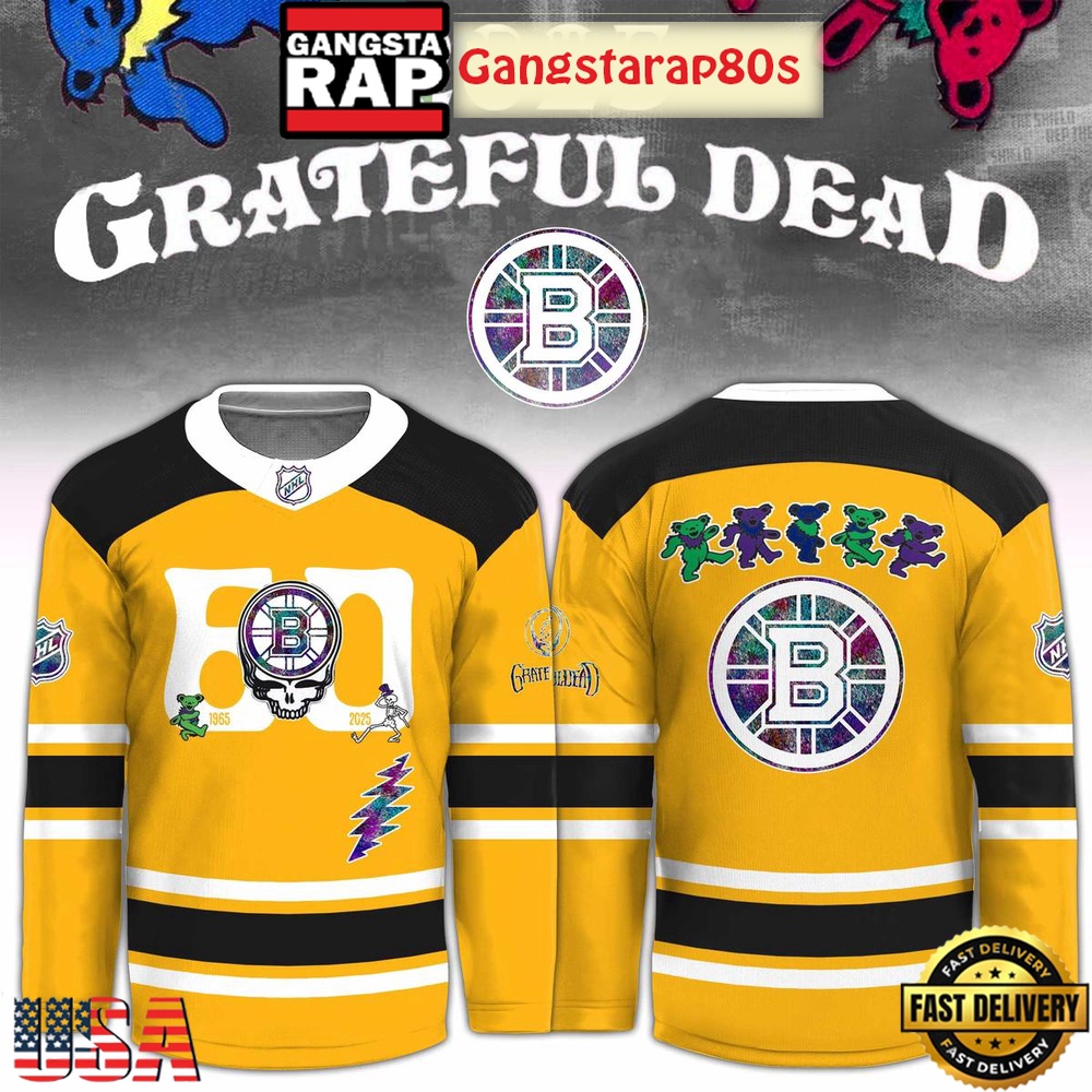 Boston Bruins x Grateful Dead 60 Years Special Edition Hockey Jersey Boston Bruins x Grateful Dead 60 Years Special Edition Hockey Jersey