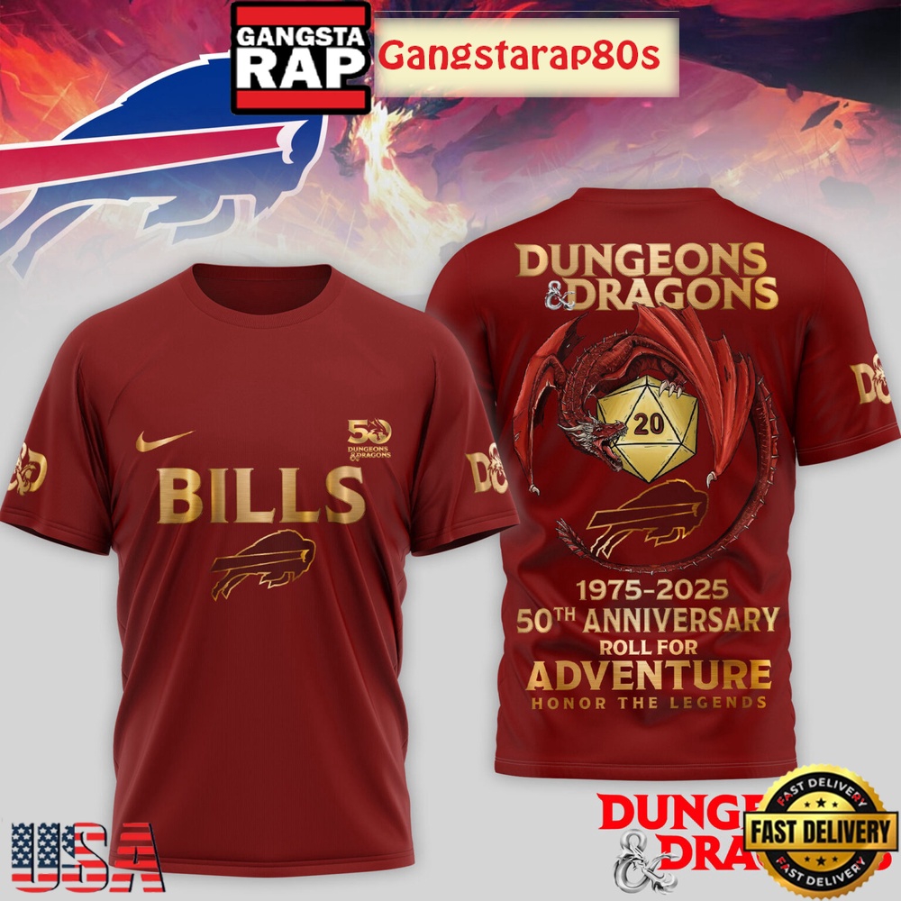 Buffalo Bills NFL Dungeons And Dragons 50th Anniversary 2025 3D Shirt Buffalo Bills NFL Dungeons And Dragons 50th Anniversary 2025 3D Shirt