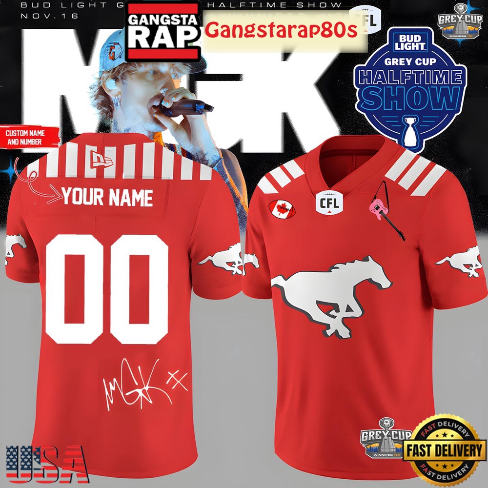 Calgary Stampeders x Machine Gun Kelly 2025 Custom Football Jersey Calgary Stampeders x Machine Gun Kelly 2025 Custom Football Jersey