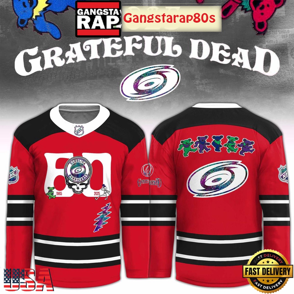 Carolina Hurricanes x Grateful Dead 60 Years Special Edition Hockey Jersey Carolina Hurricanes x Grateful Dead 60 Years Special Edition Hockey Jersey