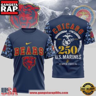 Chicago Bears U.S.M.C 250 Years Semper Fi 3D Shirt