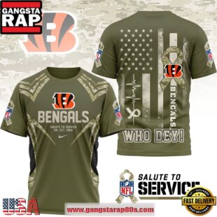 Cincinnati Bengals NFL Salute to Service 2025 Camo 3D Shirt