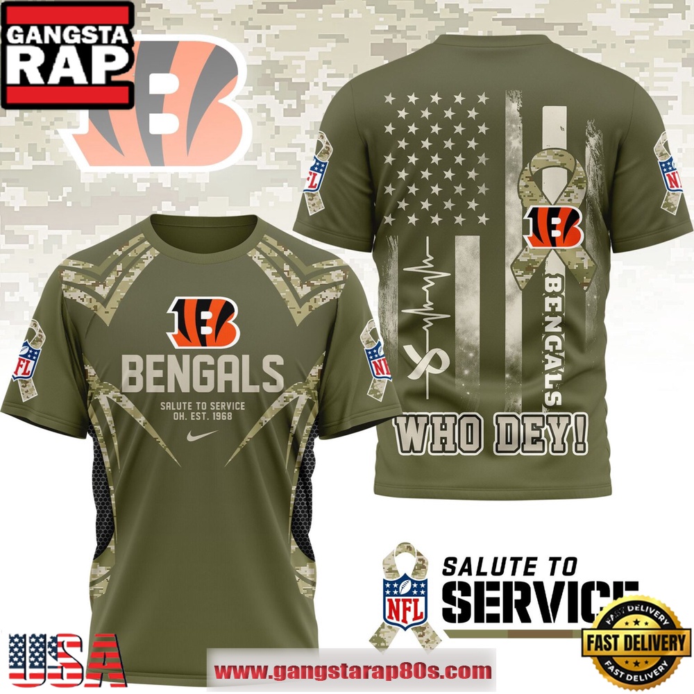 Cincinnati Bengals NFL Salute to Service 2025 Camo 3D Shirt Cincinnati Bengals NFL Salute to Service 2025 Camo 3D Shirt