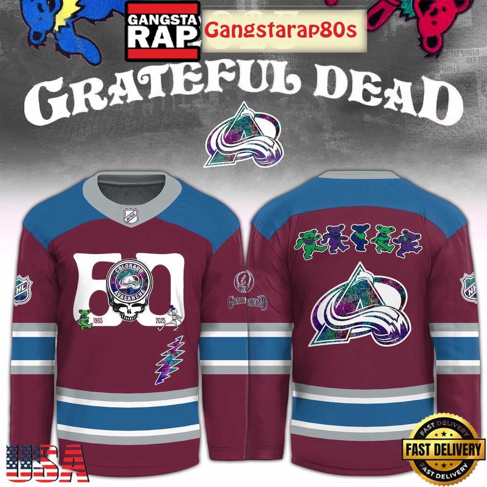 Colorado Avalanche x Grateful Dead 60 Years Special Edition Hockey Jersey Colorado Avalanche x Grateful Dead 60 Years Special Edition Hockey Jersey