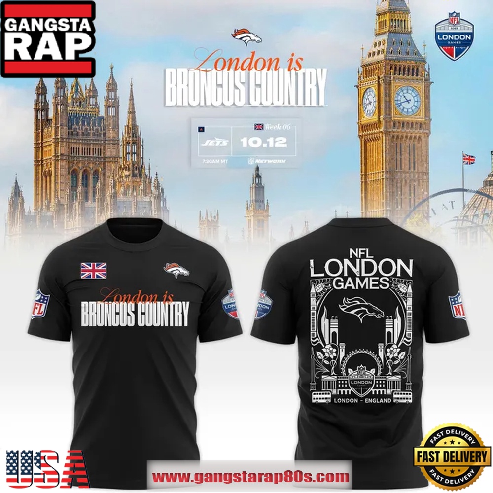 Denver Broncos NFL London Game 2025 Limited Black Unisex T Shirt Denver Broncos NFL London Game 2025 Limited Black Unisex T Shirt
