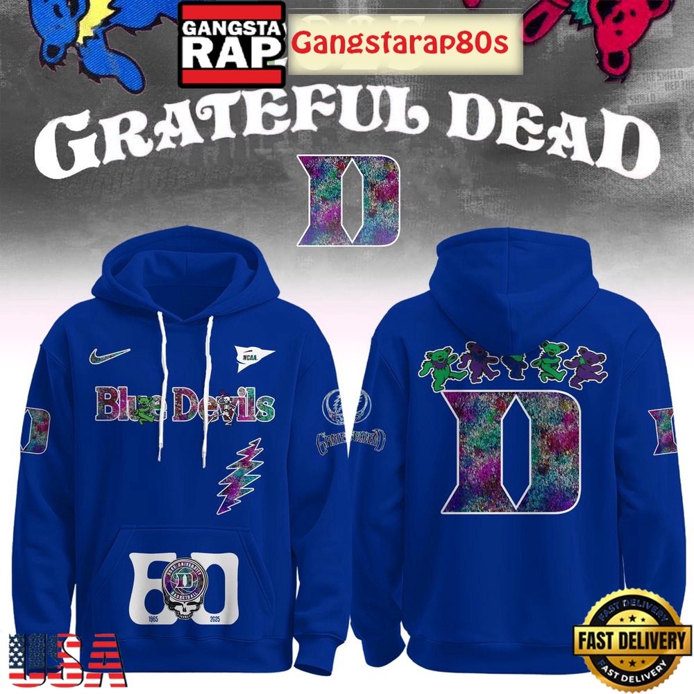 Duke Blue Devils x Grateful Dead 60 Years Unisex Hoodie Duke Blue Devils x Grateful Dead 60 Years Unisex Hoodie
